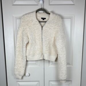 J. Crew Cream Zip Up Cropped Teddy Jacket - Size S